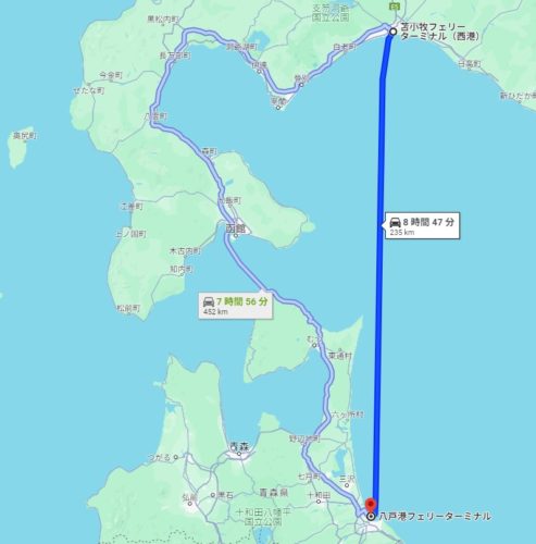 本記事のマップ　フェリー